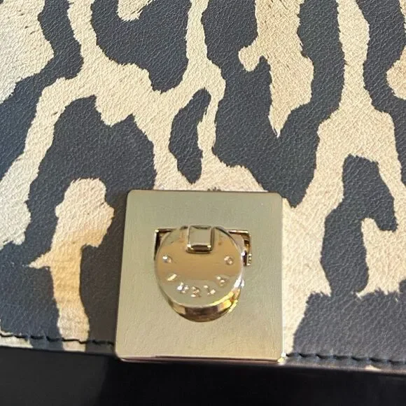 FURLA Leopard Print Black and Brown Handbag Good Condition - Picture 6 of 12